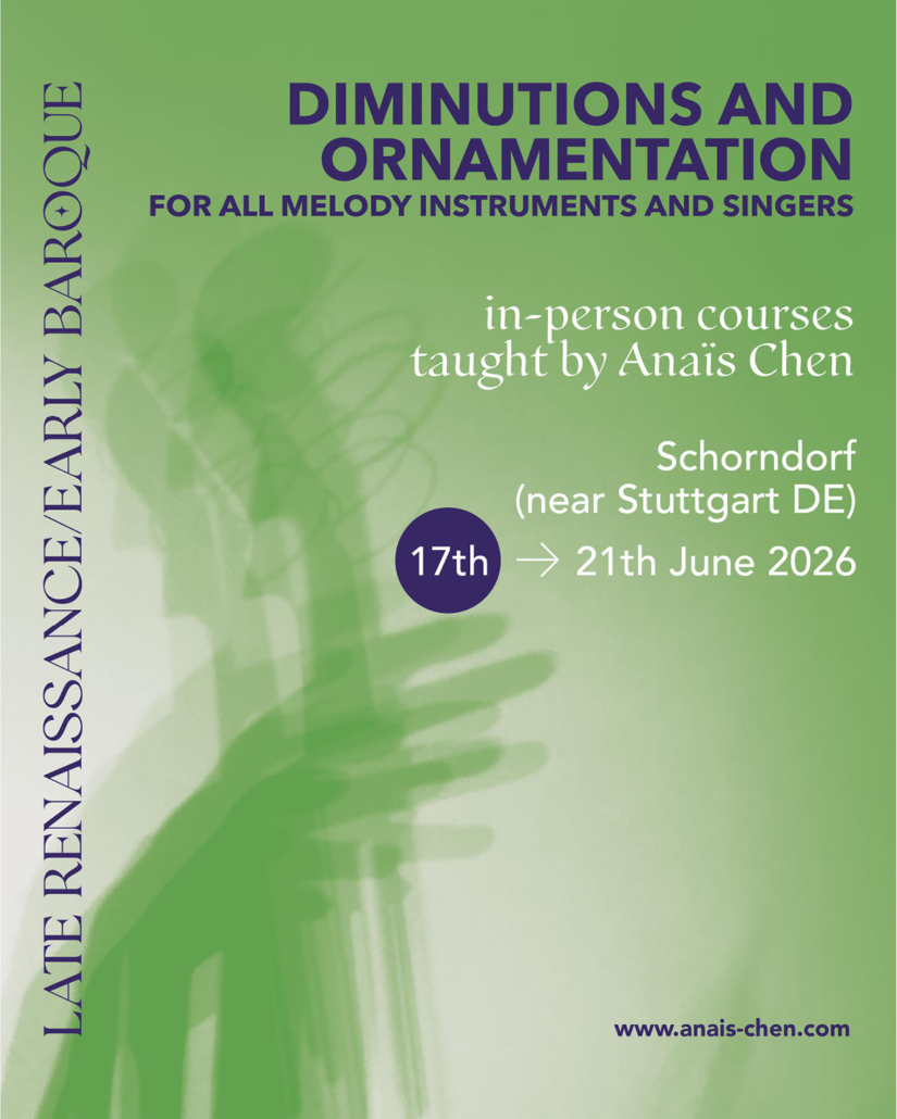 KURS FÜR DIMINUTION UND ORNAMENTATION IN SPÄTRENAISSANCE UND FRÜHBAROCK